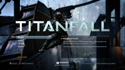 Titanfall – Xbox One (XONE) title screen for sci-fi first-person shooter video game