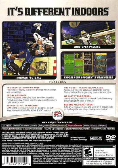 Arena Football PS2 sports football video game back cover art