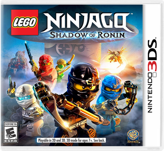 LEGO Ninjago Shadow of Ronin game cover for Nintendo 3DS video game.