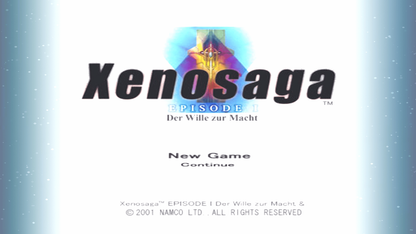 Xenosaga Episode I Der Wille zur Macht Greatest Hits PlayStation 2 PS2 video game, turn-based RPG, sci-fi story-driven adventure, classic console title main menu title screen