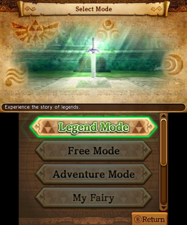 Hyrule Warriors: Legends home screen for Nintendo 3DS (3DS) hack and slash action video game