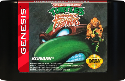Teenage Mutant Ninja Turtles Tournament Fighters Sega Genesis retro video game fighting game cartridge (1993)