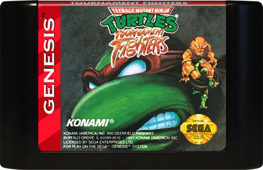 Teenage Mutant Ninja Turtles Tournament Fighters Sega Genesis retro video game fighting game cartridge (1993)