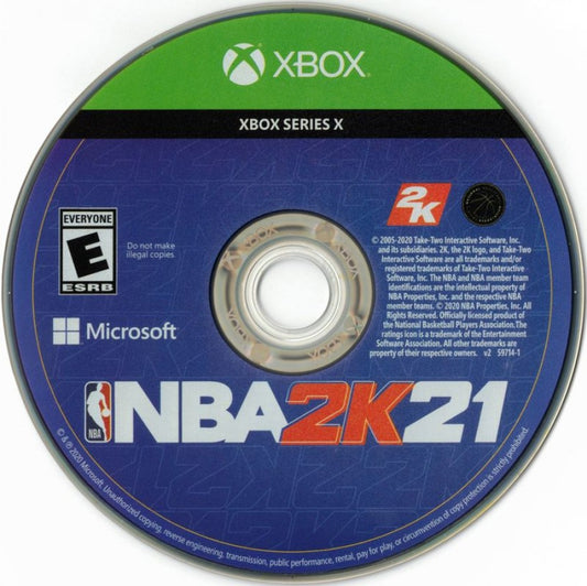 NBA 2K21 disc for Xbox Series X (XSX) basketball sports video game