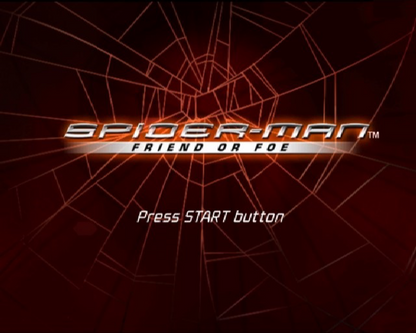 Spider-Man Friend or Foe PlayStation 2 PS2 for action adventure video game fans featuring Marvel superhero gameplay web swinging combat missions iconic Spider-Man villains cooperative multiplayer team battles character abilities colorful comic book inspired visuals collectible gaming appeal front cover gameplay 