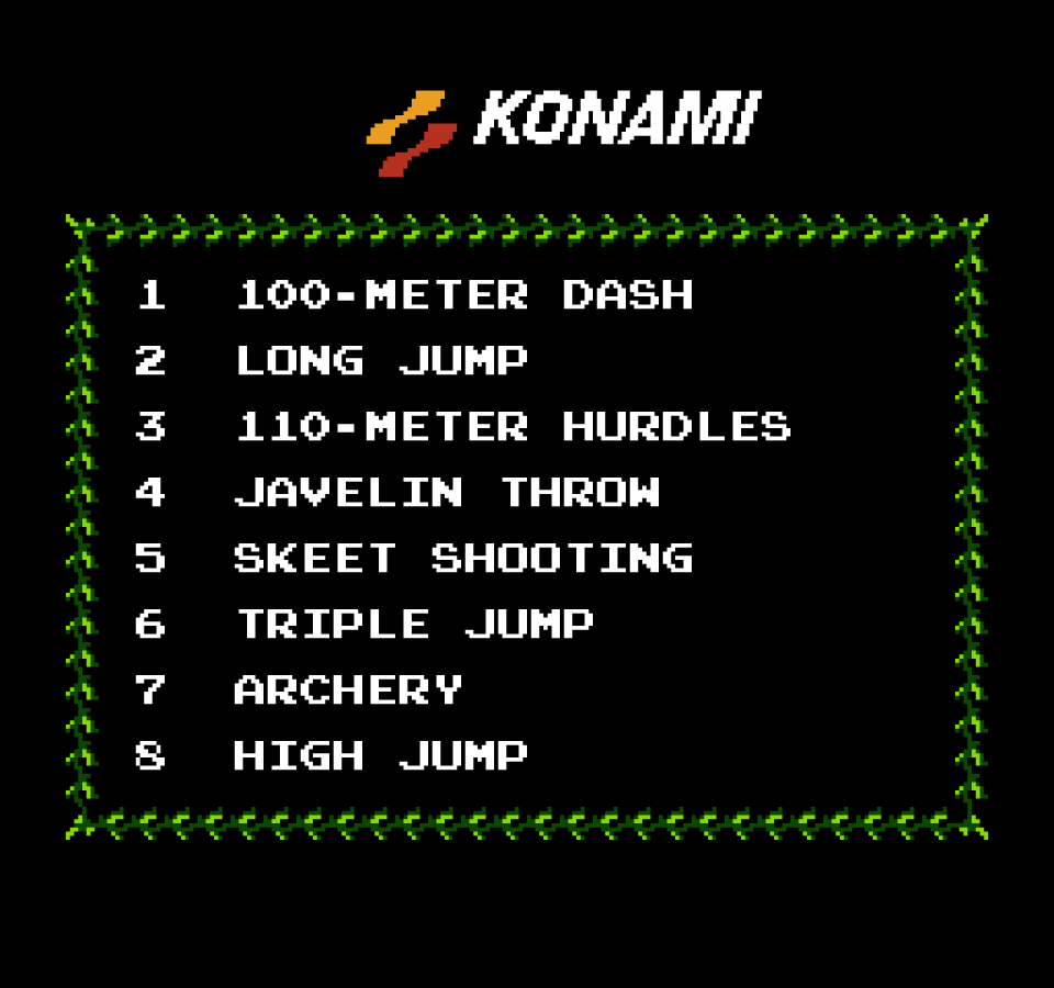 Track and Field gameplay image for Nintendo Entertainment System (NES) retro video game