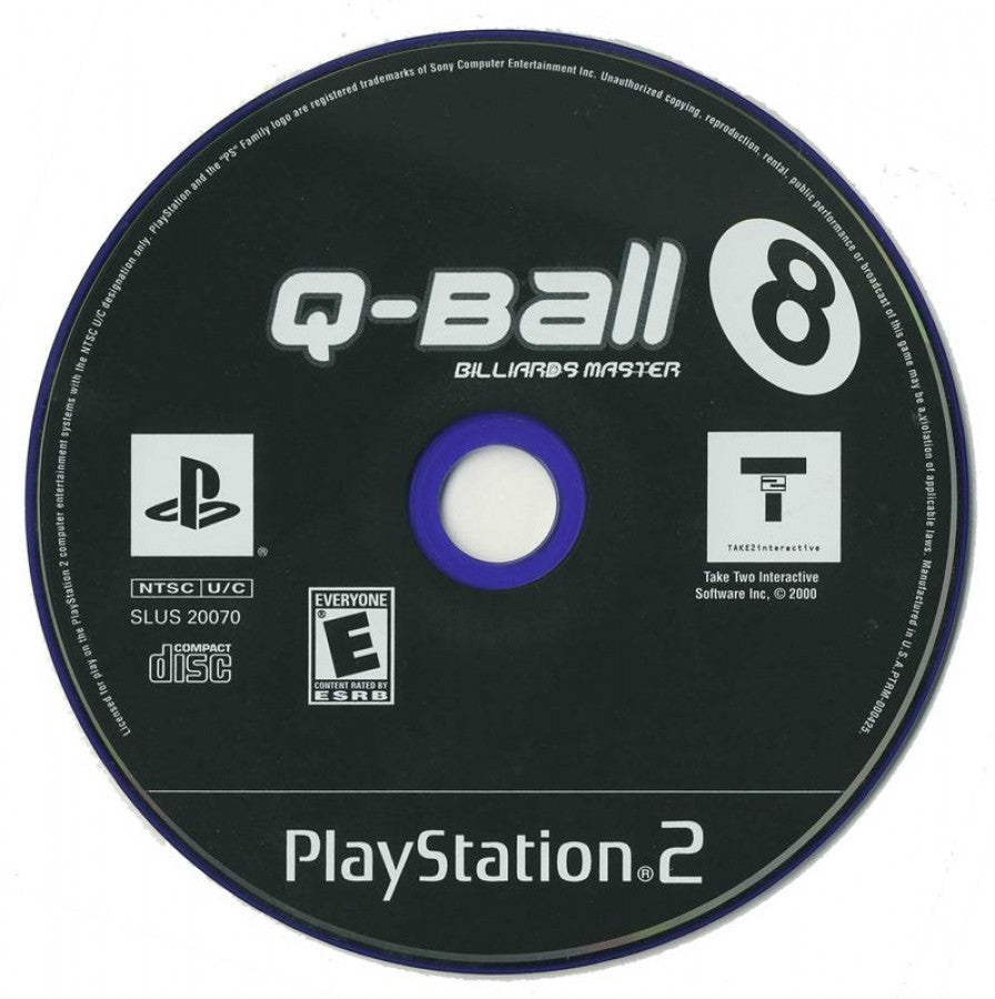 Q-Ball Billiards Master – PlayStation 2 (PS2) video game disc, cue sports simulation game.