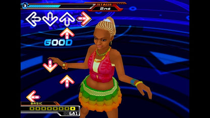 Dance Dance Revolution SuperNova 2 for PlayStation 2 with rhythm-based dance gameplay and music challenge theme gameplay