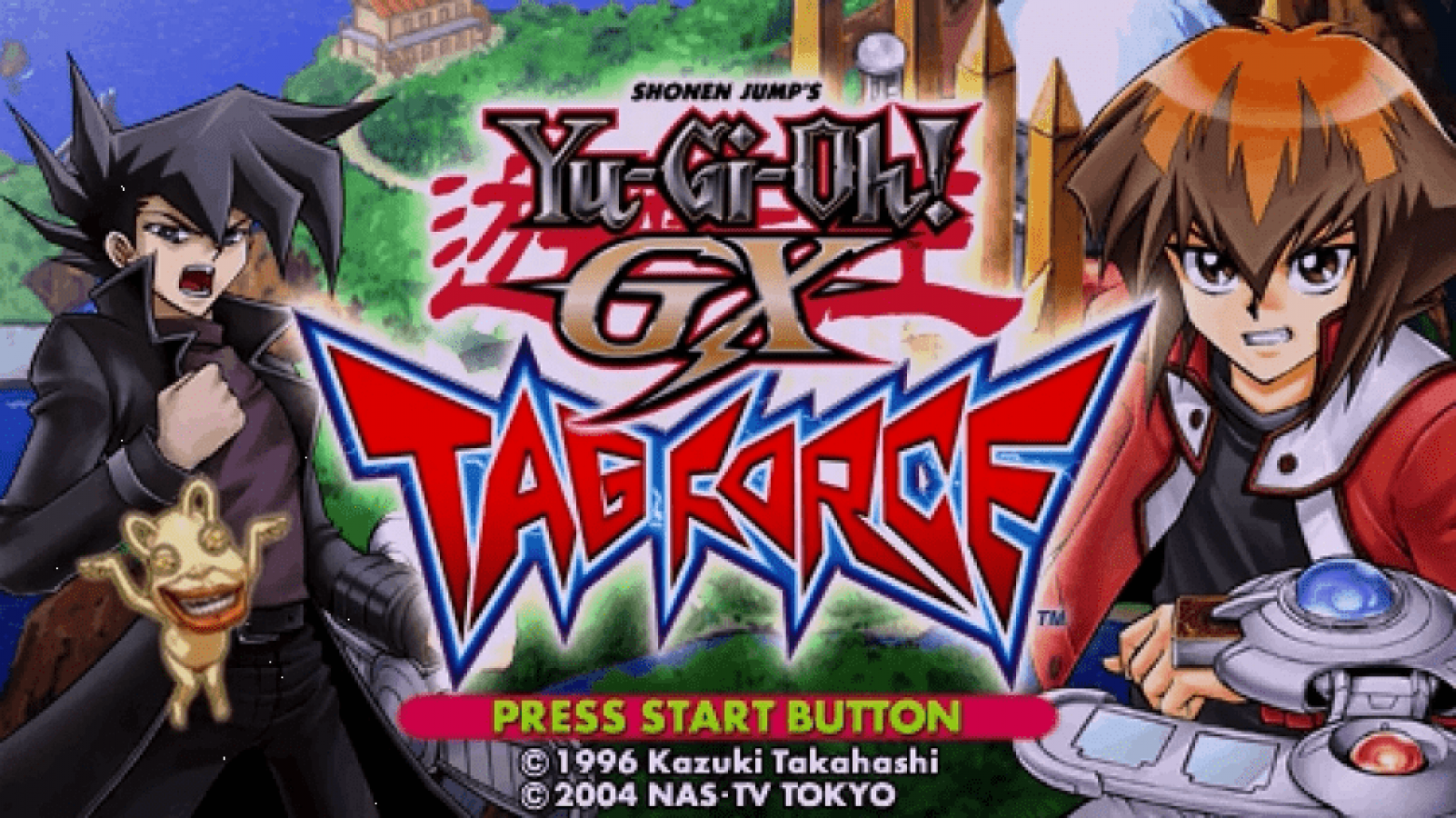 Yu-Gi-Oh! GX Tag Force start screen for PlayStation Portable (PSP) trading card duel game