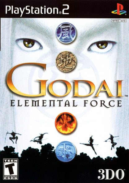 Godaai Elemental Force PS2 Sony PlayStation 2 action adventure fantasy RPG elemental powers fire water earth air combat magic based gameplay dungeon exploration boss battles retro gaming PlayStation 2 software video game title cover art