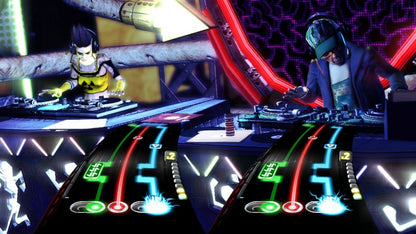 DJ Hero retro Xbox 360 video game featuring music rhythm gameplay, DJ mixing action, multiplayer party challenges and classic Xbox 360 entertainment - gameplay
