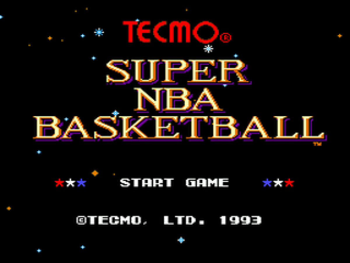 Tecmo Super NBA Basketball title screen for Sega Genesis (GEN) video game