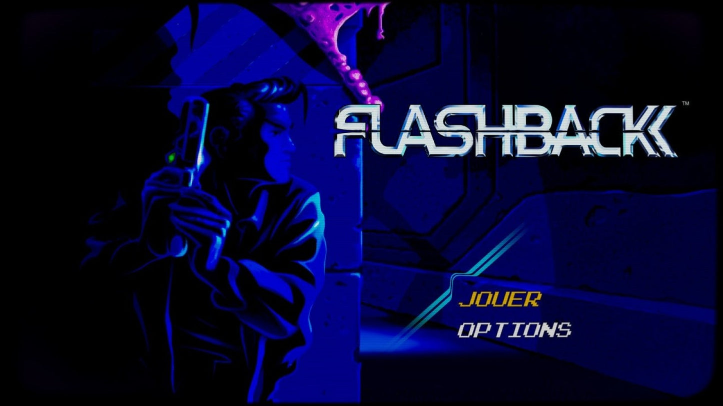 Flashback title screen Nintendo Switch (NS) video game. 