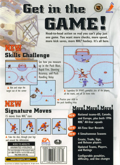NHL 97 back cover art for Sega Genesis (GEN) video game