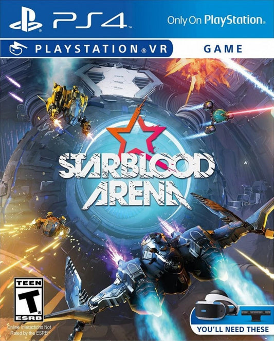 StarBlood Arena retro PS4 video game Starblood Arena VR sci fi arena shooter virtual reality space combat multiplayer action fast paced vehicular battles console release front cover
