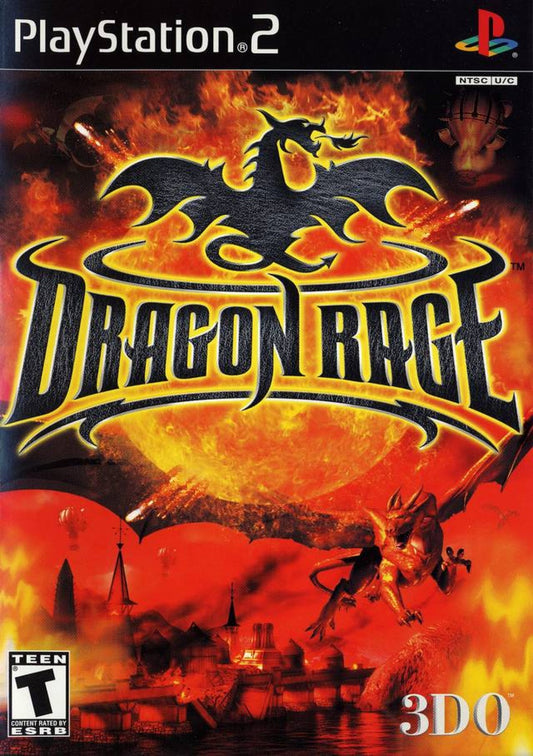 Dragon Rage PlayStation 2 action fantasy video game dragons flying fire-breathing combat over-the-shoulder perspective monster hunting missions destructible environments strategy elements front cover