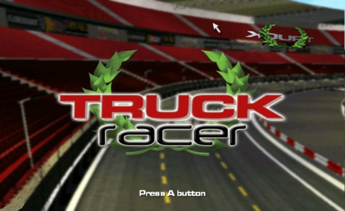 Truck Racer title screen for Nintendo Wii (Wii) featuring high‑speed arcade racing with powerful trucks, customizable vehicles, and competitive track challenges.