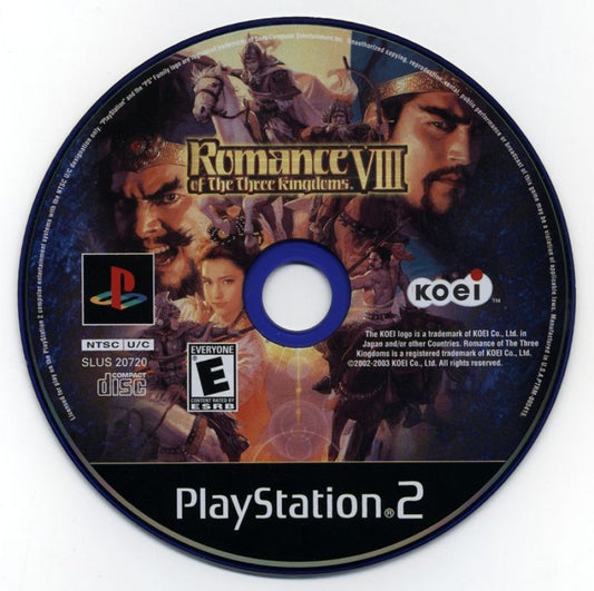 Romance of the Three Kingdoms VIII – PlayStation 2 (PS2) video game disc, strategy game.