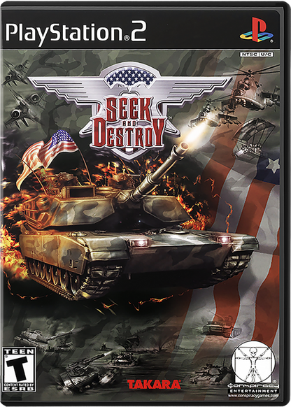 Seek and Destroy – PlayStation 2 (PS2) video game cover image, vehicular combat game.