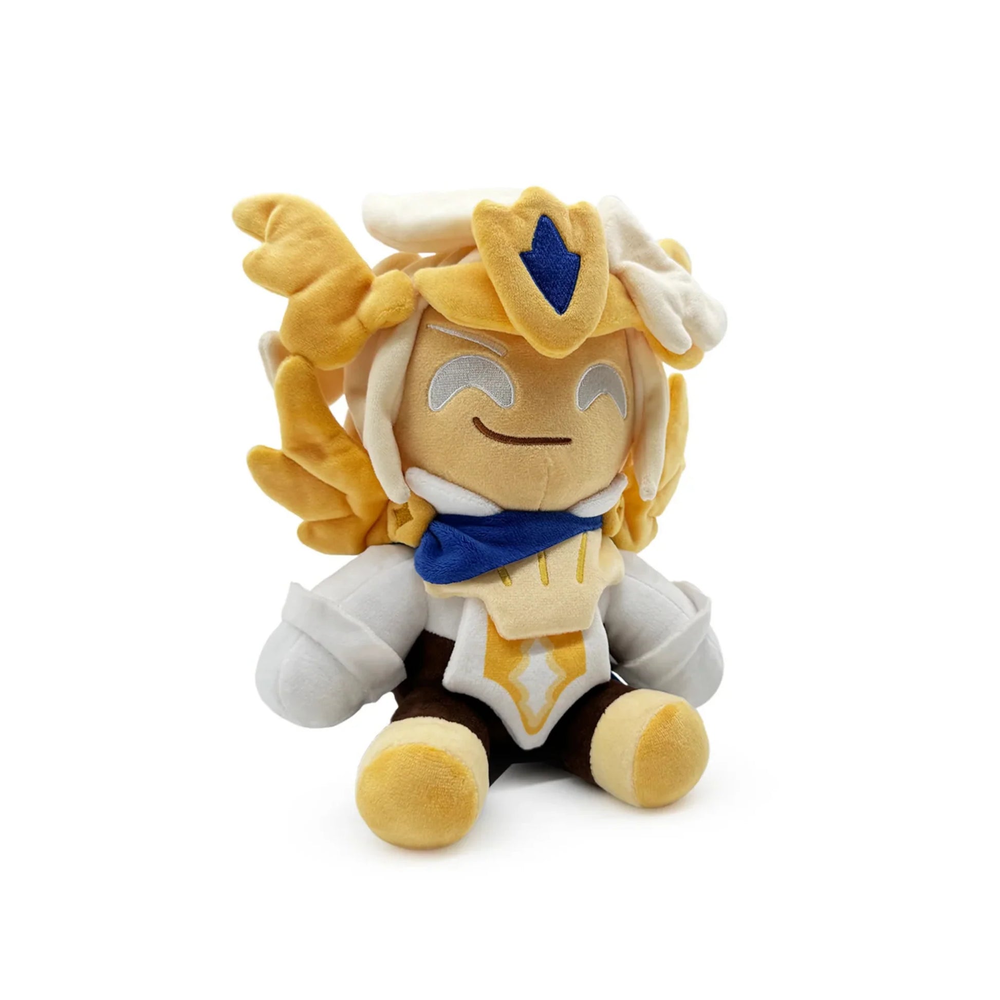 Madeleine Cookie Cookie Run plush inspired design featuring collectible fantasy character plush aesthetic soft stuffed toy knight themed cookie warrior cute mobile game mascot charming adventure gaming merchandise presentation