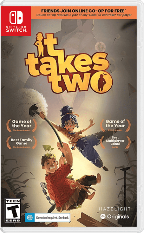 It Takes Two Nintendo Switch NS video game featuring cooperative action adventure gameplay two player teamwork platforming challenges puzzle solving colorful environments character abilities and story driven gameplay Nintendo Switch gaming retro video game collection cover art