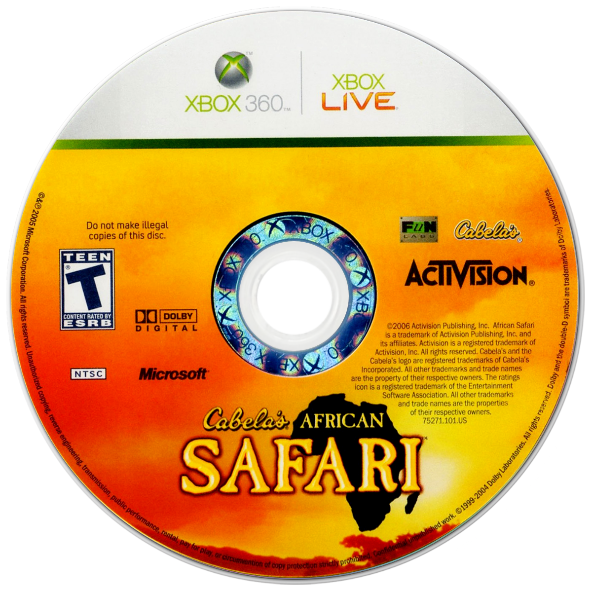 Cabela's African Safari Xbox 360 hunting simulation game featuring authentic African wildlife safari expeditions realistic firearms big game tracking missions and immersive outdoor adventure gameplay disc