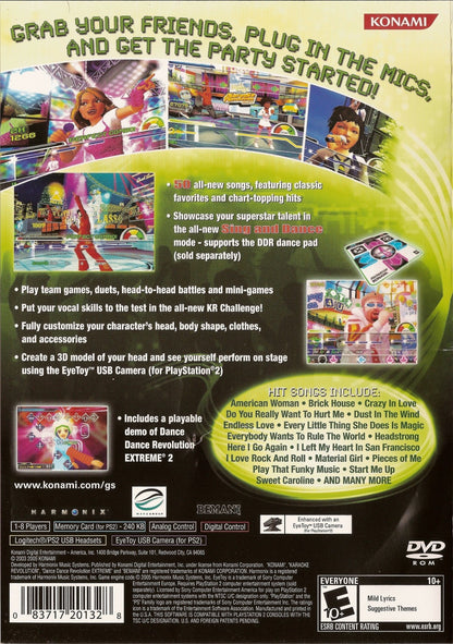 Karaoke Revolution Party back cover art for Playstation 2 (PS2) video game