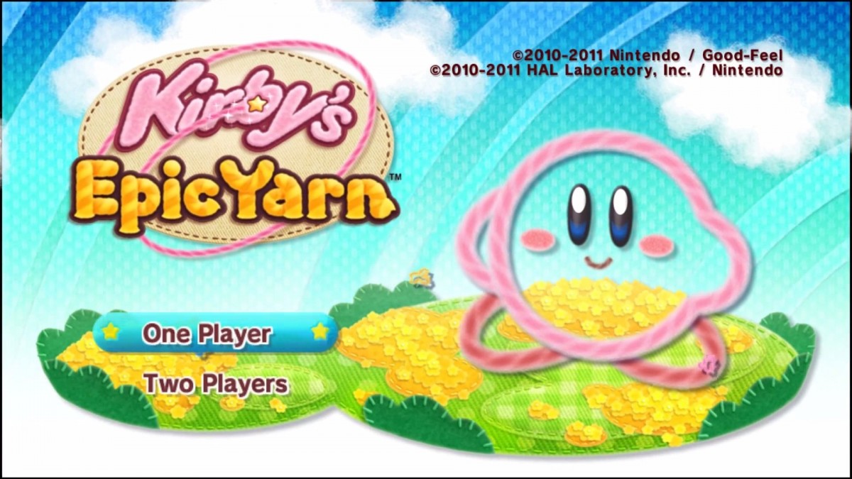Kirby’s Epic Yarn – Nintendo Wii (Wii) platformer adventure video game title screen