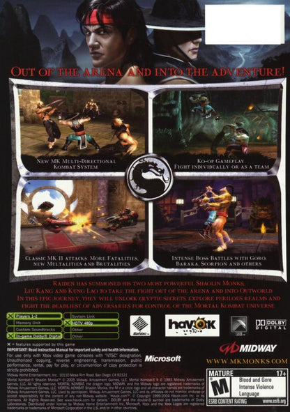Mortal Kombat: Shaolin Monks – Xbox (XBOX) Back Cover Art for this Xbox Original Game