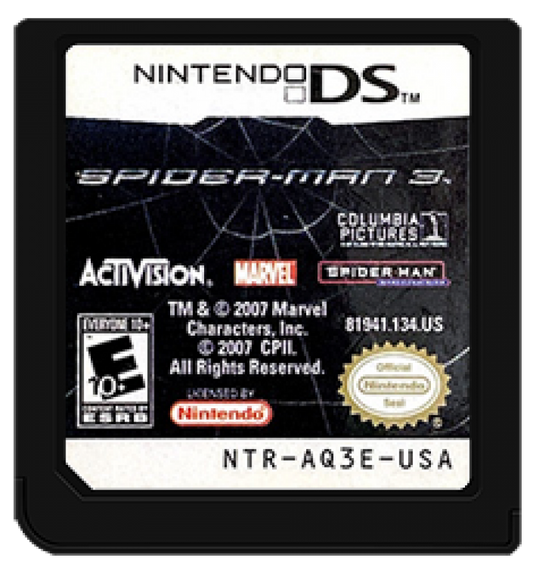 Spider-Man 3 action adventure superhero cartridge for Nintendo DS (DS) video game