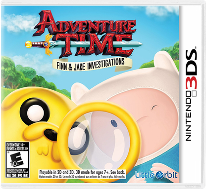 Adventure Time: Finn and Jake Investigations cover art for Nintendo 3DS (3DS) action adventure video game