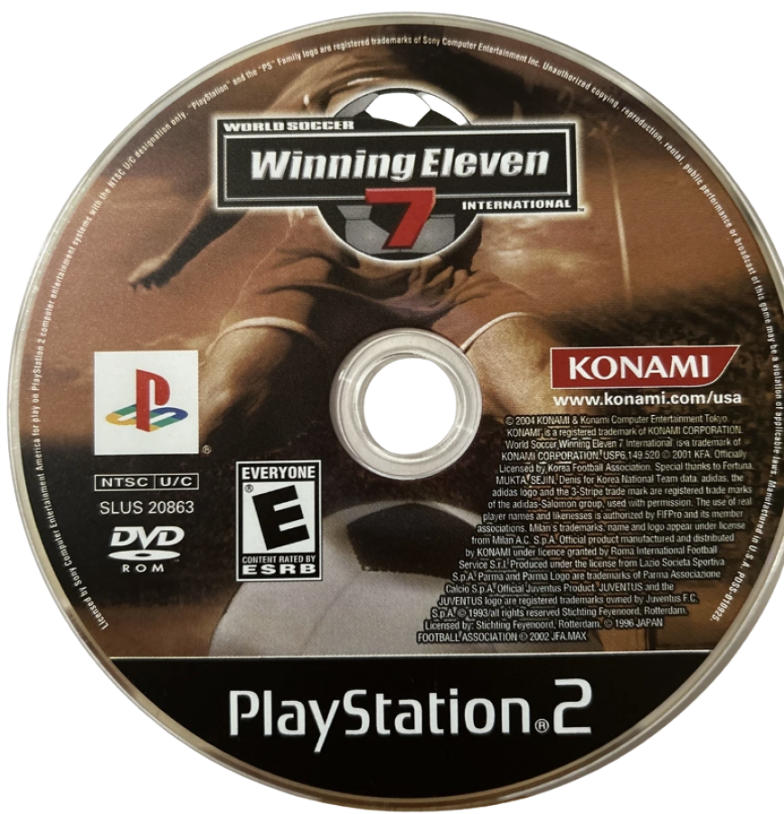 World Soccer: Winning Eleven 7 International – PlayStation 2 (PS2) video game disc, soccer simulation.