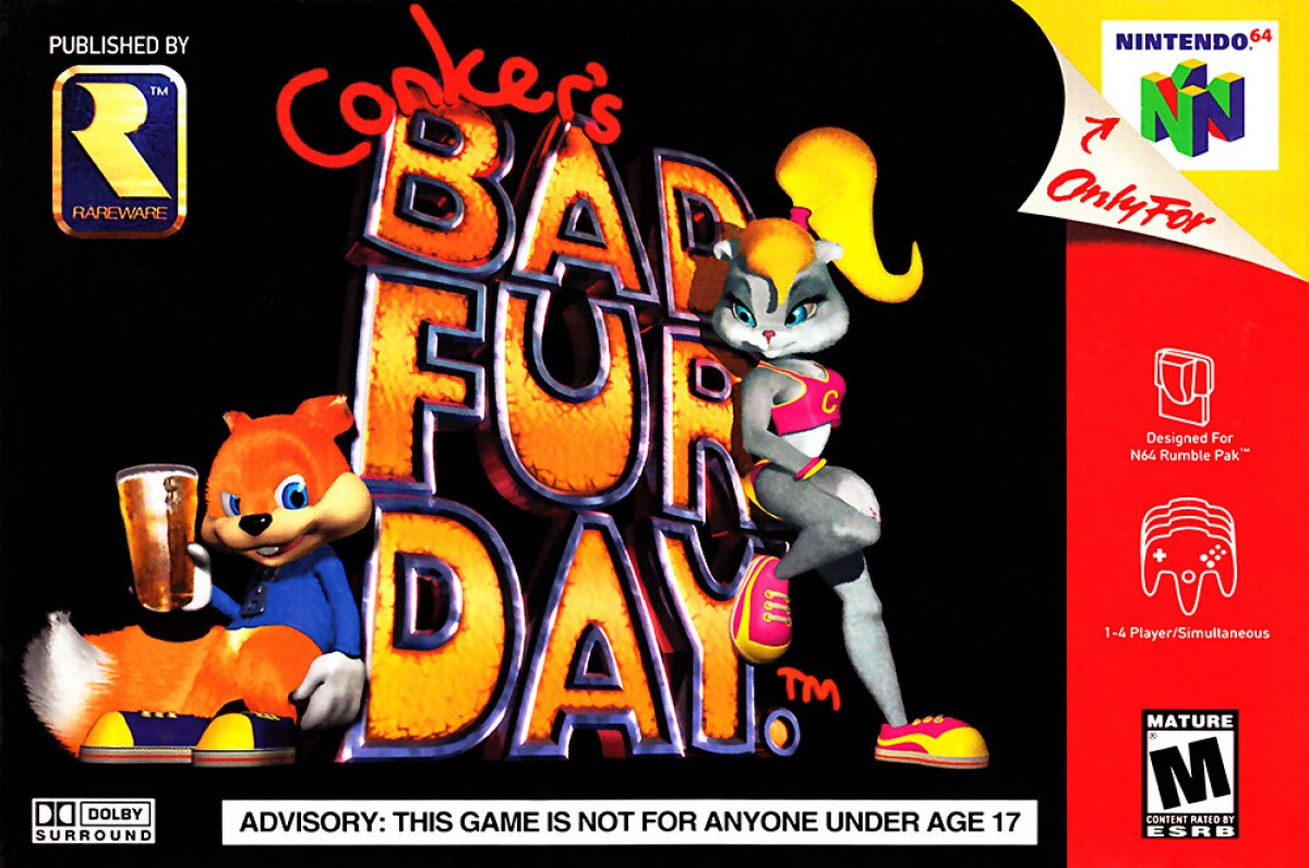 Conkers Bad Fur Day cover art for Nintendo 64 N64 video game