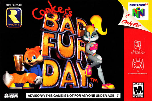 Conkers Bad Fur Day cover art for Nintendo 64 N64 video game