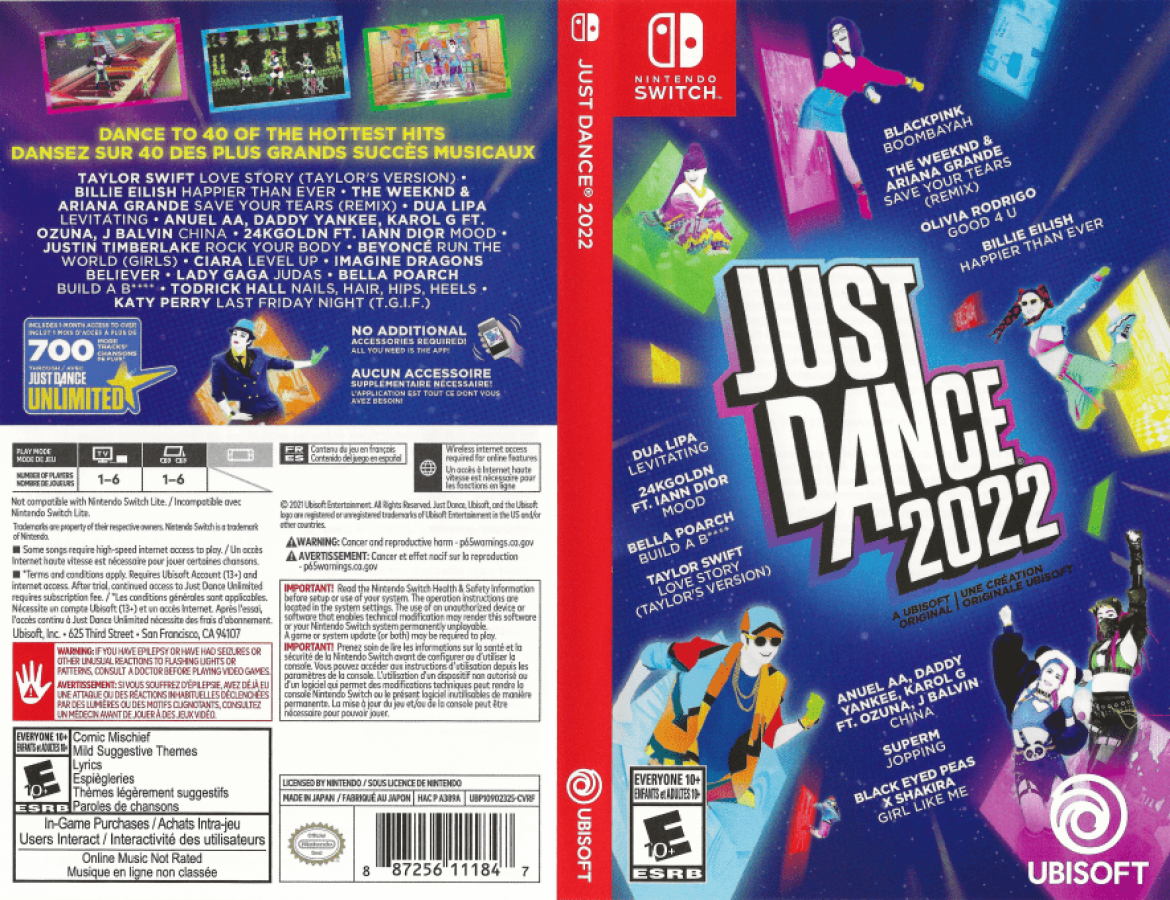 Just Dance 2022 – Nintendo Switch (NS) Front and Back Cover Box Art HD Image Art for Just Dance 2022