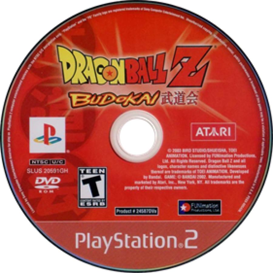 Dragon Ball Z Budokai Greatest Hits PlayStation 2 PS2 fighting video game featuring Goku Vegeta Gohan Piccolo Frieza and other Dragon Ball Z characters fast-paced arena combat energy attacks powerful transformations story mode special moves and classic PlayStation 2 PS2 gameplay collectible retro gaming appeal disc