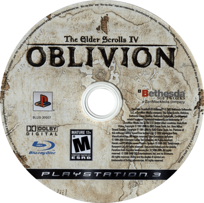 The Elder Scrolls IV: Oblivion disc art for PlayStation 3 (PS3) video game