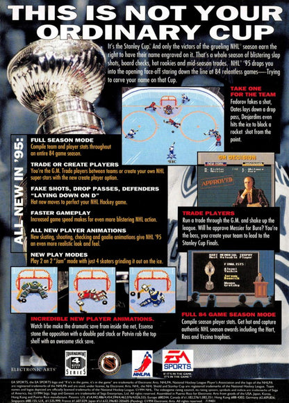 NHL 95 back cover art for Sega Genesis (GEN) video game