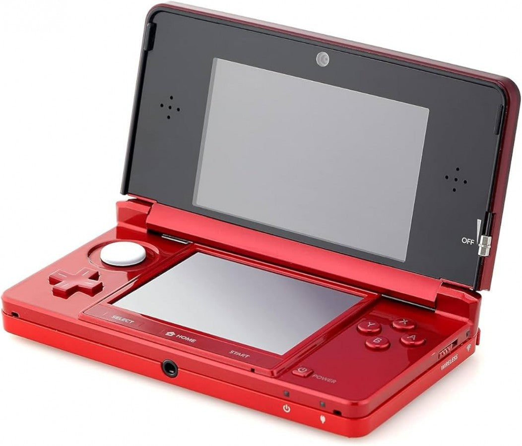 Nintendo 3DS System – Metallic Red (JP Import, Scratch & Scuff) handheld console featuring the original dual-screen clamshell design, glasses-free 3D display, built-in Wi-Fi, and backward compatibility with Nintendo DS titles.