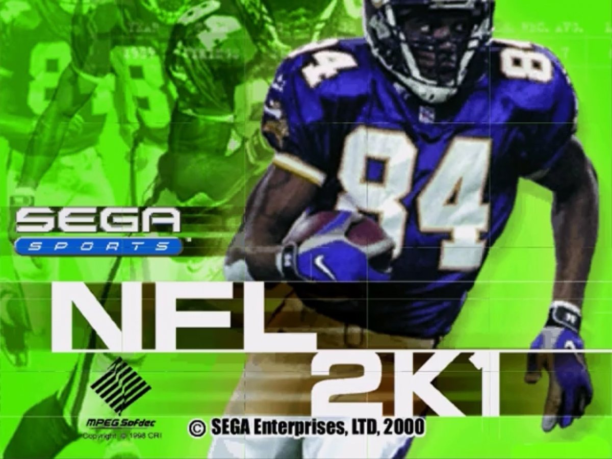 NFL 2K1 title screen for Sega Dreamcast (DC) video game