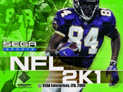 NFL 2K1 title screen for Sega Dreamcast (DC) video game