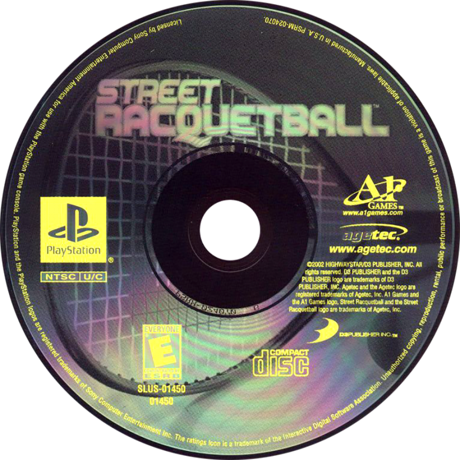 Street Racquetball retro sports arcade game for PlayStation 1 (PS1) disc