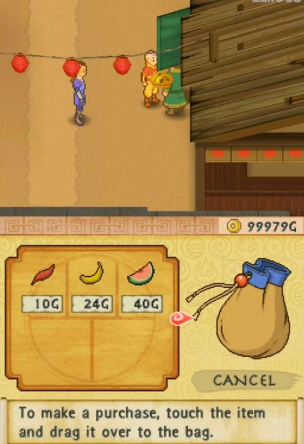 Avatar: The Last Airbender for Nintendo DS action adventure video game featuring elemental bending combat, story driven missions based on the animated series, puzzle solving, and stylus based handheld gameplay experience gameplay