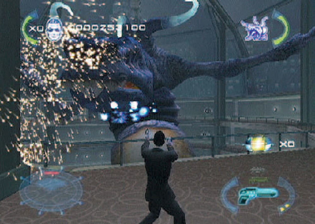 Men In Black II Alien Escape PlayStation 2 retro video game third person shooter gameplay (2002)