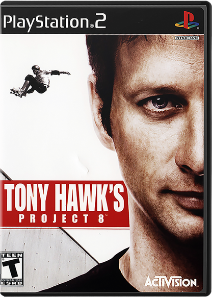 Tony Hawk's Project 8 – PlayStation 2 (PS2) video game cover image, skateboarding sports action.