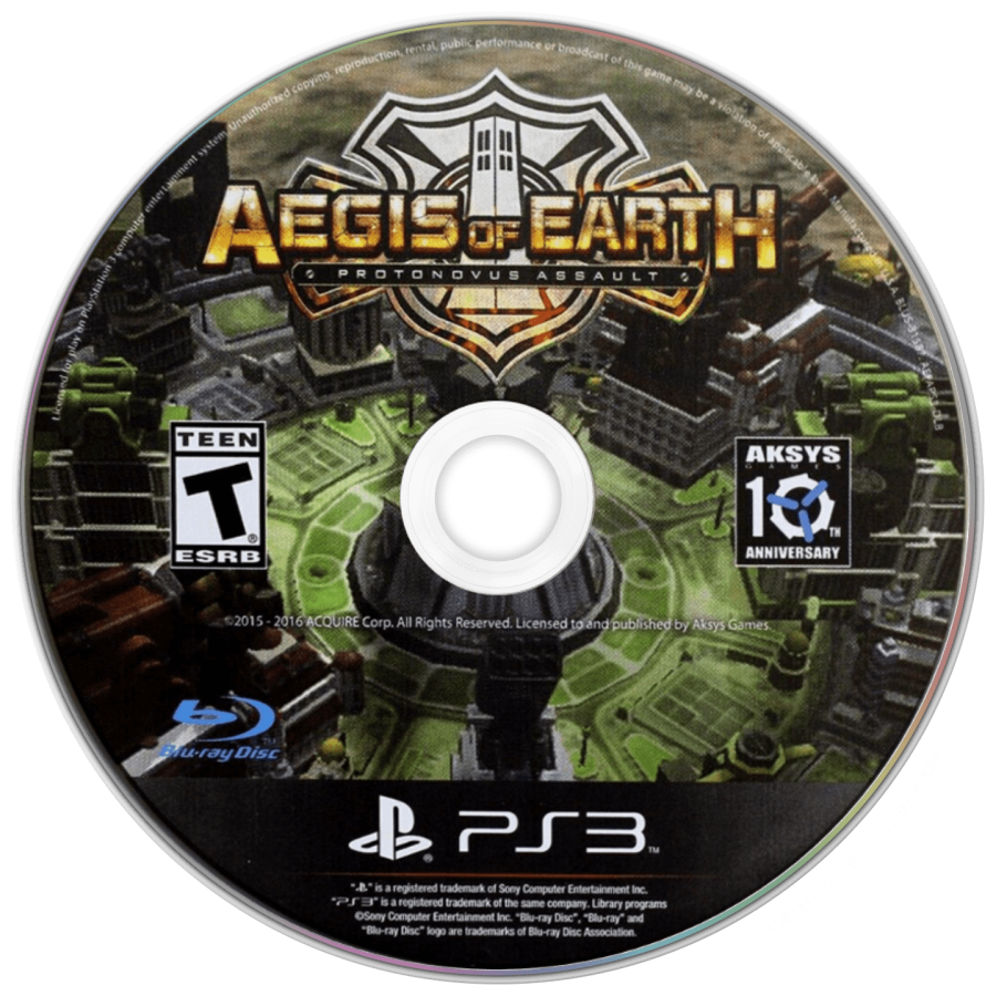 Aegis of Earth: Protonovus Assault disc for PlayStation 3 (PS3) video game