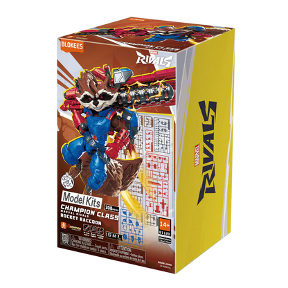 Blokees Marvel Rivals Champion Class 08 Rocket Raccoon Model Kit featuring Marvel Rivals inspired Rocket Raccoon character design collectible buildable figure articulated display model detailed craftsmanship superhero collectible hobby kit and collectible gaming appeal 