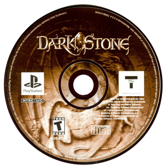 Darkstone PS1 PlayStation 1 action RPG dungeon crawler fantasy hack and slash loot based gameplay retro video game disc