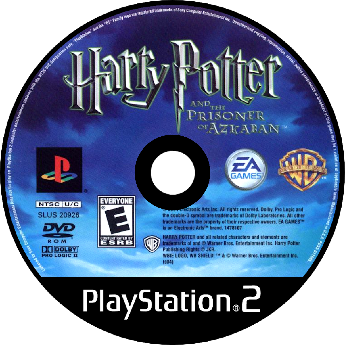 Harry Potter and the Prisoner of Azkaban disc art for Playstation 2 video game