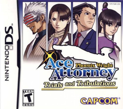 Phoenix Wright: Ace Attorney – Trials and Tribulations cover art for Nintendo DS (DS) courtroom visual novel adventure video game